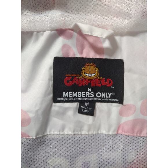 Members Only X GARFIELD White Windbreaker Jacket Mens Sz Medium - Picture 7 of 12